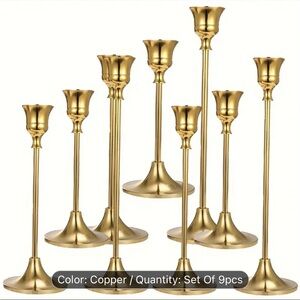 Set of 9 Copper Candlesticks
